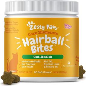 img 4 attached to Zesty Paws Hairball Control Bites for Cats - Functional Supplement with Omega 3 Fish Oil EPA & DHA + Mineral Oil, Zinc, Biotin & Psyllium Husk - Supports Gut & Skin Health - 60 Count