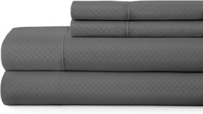 img 3 attached to 🛏️ Stylish and Comfy Becky Cameron Embossed Checkered Sheet Set - Full Size, Gray