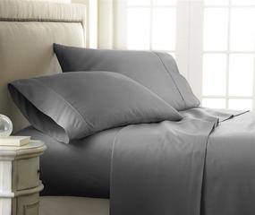 img 4 attached to 🛏️ Stylish and Comfy Becky Cameron Embossed Checkered Sheet Set - Full Size, Gray