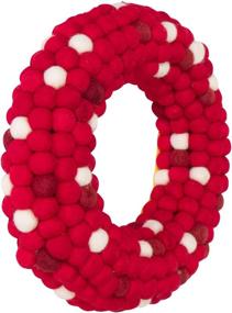 img 2 attached to 🏡 Modern Farmhouse Holiday Home Decor - Rustic Front Door Fall or Christmas Decoration - Orchid & Ivy 13.5-Inch Red and White Wool Felt Ball Pom Pom Wreath for Indoor/Outdoor Walls & Windows