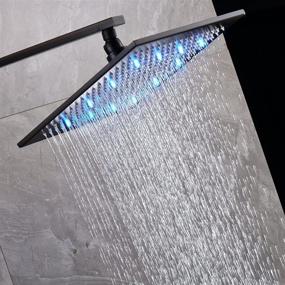 img 3 attached to 🚿 16-inch Black LED Light Rainfall Shower Head for Bathroom with Square Top Sprayer - Rozin