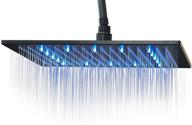 🚿 16-inch black led light rainfall shower head for bathroom with square top sprayer - rozin logo