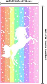 img 1 attached to 🦄 Unicorn Pastel Microfiber Beach Towel - Thin and Large (30"x60") - Absorbent, Quick Dry, Sand-Free, Lightweight - Ideal for Toddler Girls, Boys - Perfect for Sports, Pool, Picnic, Camping, Travel, Swimming