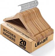 👗 20pcs ulimart wooden hangers with smooth finish for coats, jackets, pants, dresses - natural wood clothes hanger set логотип