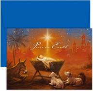 🎄 masterpiece studios religious christmas cards - 18-count boxed holiday collection with envelopes, featuring baby jesus in the manger (911300), sized 7.8" x 5.6 logo