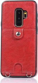 img 3 attached to Jaorty Red PU Leather Wallet Case with Detachable Neck Strap for Samsung Galaxy S9 Plus - Anti-Lost Lanyard and Card Holder included