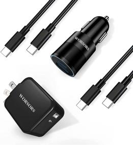 img 4 attached to 🔌 High-Speed USB C Charger Kit, Worsors 30W PD Wall/Car Charger 2-Port Compatible with Samsung Galaxy S21/S20/Plus/Ultra/Note 20/10/A71/A51, iPad Pro/Air 4, Google Pixel 5/4a + 2-Pack 3.3ft Type C to C Cable