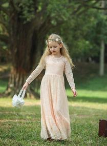 img 2 attached to 👗 Bow Dream Vintage Rustic Baptism Girls' Dresses: Charming and Timeless Clothing Options