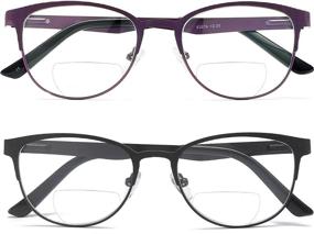 img 4 attached to 👓 Bifocal Reading Glasses Women Blue Light Blocking Glasses Reader Purple (Purple & Black, 1.50): Stylish Eye Protection for Women's Vision