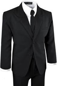 img 2 attached to Stylish Black Suit Set with Shirt and Vest for Boys - Black N Bianco Formal Attire