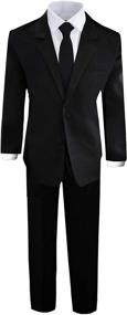 img 4 attached to Stylish Black Suit Set with Shirt and Vest for Boys - Black N Bianco Formal Attire