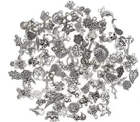 img 2 attached to 🔑 Keyzone Wholesale 100 Pieces Mixed Charms Pendants: Perfect for DIY Jewelry Making and Crafting Projects!