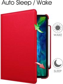 img 2 attached to 🔴 Fintie iPad Pro 11 inch 3rd Generation 2021 & 2nd Generation 2020 Case - Rotating Stand Cover with Pencil Holder, Auto Sleep/Wake - Red