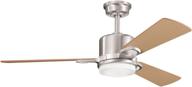 🔵 kichler 300017bss celino 48in ceiling fan: brushed stainless steel finish, reversible blades, cased opal glass light kit логотип