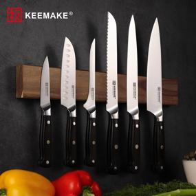 img 3 attached to 🔪 Набор ножей для кухни KEEMAKE из 6 предметов - Острые ножи для готовки с черной рукояткой из пакхуда, профессиональные режущие ножи из высокоуглеродистой нержавеющей стали - Полный комплект с элегантным подарочным футляром.