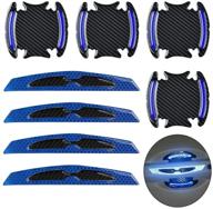 sumaju 8 pcs auto door handle scratch cover guard: blue universal texture car protector sticker with reflective strips - ultimate car safety solution logo