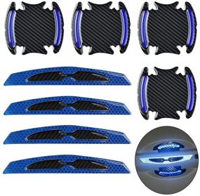 img 4 attached to SUMAJU 8 Pcs Auto Door Handle Scratch Cover Guard: Blue Universal Texture Car Protector Sticker with Reflective Strips - Ultimate Car Safety Solution