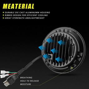 img 1 attached to 🚙 7-дюймовые LED-гало-фары для Wrangler JK TJ LJ 1997-2018 - одобрены DOT, 80 Вт 9600 люмен Hi/Lo Beam со световым дневным ходом, переключателем направления и кольцами ангельских глаз - с чипом CREE LED - комплект из 2 штук