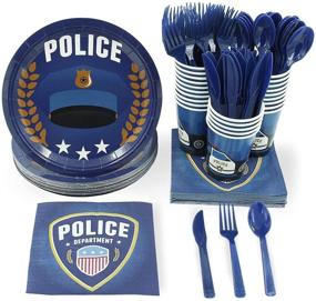 img 4 attached to 👮 Police Theme Party Supplies Bundle - Plates, Napkins, Cups, Cutlery (24 Guests,144 Pieces)