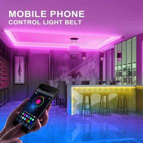 img 2 attached to 🌈 32.8ft XYUAN LED Strip Lights: APP Controlled, Waterproof, Music Sync, Color Changing, 300 LEDs, Remote, for Home Decoration