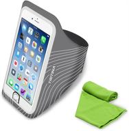 📱 ultimate tritina sport armband - iphone touch id [grey], size up to 5.5", with bonus fitness cool towel [green] logo