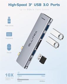 img 2 attached to 💻 GLLITRA USB C Hub for MacBook Pro - 6 in 2 Adapter with USB 3.0 Ports, SD/TF Card Reader, Thunderbolt 3 PD Port - Compatible with MacBook Pro 13"/15"/16" 2017-2020, MacBook Air 13" 2018-2020