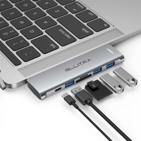 img 4 attached to 💻 GLLITRA USB C Hub for MacBook Pro - 6 in 2 Adapter with USB 3.0 Ports, SD/TF Card Reader, Thunderbolt 3 PD Port - Compatible with MacBook Pro 13"/15"/16" 2017-2020, MacBook Air 13" 2018-2020