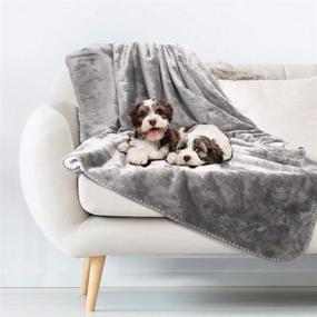 img 4 attached to 🐾 Waterproof Pet Blankets for Dogs, Puppies, Cats, and Kittens - Soft Plush Throws for Couch, Chairs, Car, or Bed - Washable & Protects from Spills and Stains