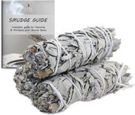 organic california white sage smudge sticks - cleansing house, meditation, yoga, negative energy cleanse | 4 inch bundles (3 pack) + starter guide логотип