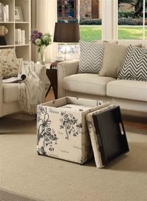 img 3 attached to 🌿 Convenience Concepts Designs4Comfort Park Avenue Single Ottoman with Stool, Botanical Print: Versatile and Stylish Living Room Addition