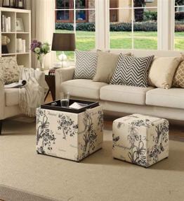 img 4 attached to 🌿 Convenience Concepts Designs4Comfort Park Avenue Single Ottoman with Stool, Botanical Print: Versatile and Stylish Living Room Addition