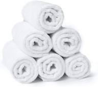 🛀 rosensoft oversized wash clothes: extra large towels for body, face, and bath - 100% turkish cotton, thick and absorbent, set of 6 (white, 16x14 inches) logo