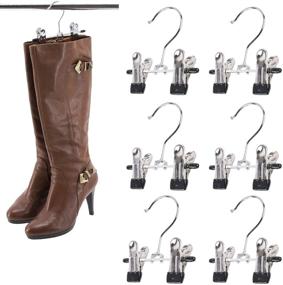 img 4 attached to SUNTRADE Double Adjustable Clips Boots Hangers: Maximize Closet Space with Space Saving Boot Organizer - Set of 6