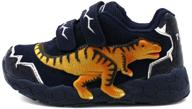 🦖 dinosoles 3d t-rex flashing led low-top shoes for kids boys girls, lightweight & breathable casual running sneakers walking shoes with eye blinking dinosaurs, navy logo