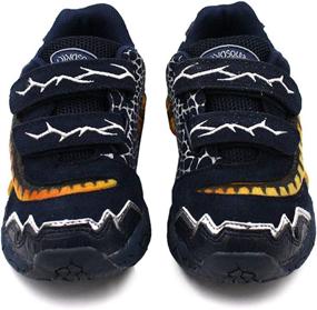 img 2 attached to 🦖 Dinosoles 3D T-REX Flashing LED Low-Top Shoes for Kids Boys Girls, Lightweight & Breathable Casual Running Sneakers Walking Shoes with Eye Blinking Dinosaurs, Navy