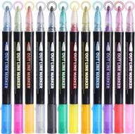 ✨ vibrant 12 colors outline metallic markers pens: enhance your crafts with magic glitter and double lines! logo