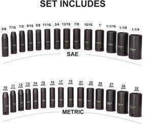 img 2 attached to 🔧 Комплект головок CASOMAN 1/2 дюйма прецизионного привода 36 штук, метрические размеры 10 мм - 32 мм и дюймовые размеры с глубокой и стандартной головкой SAE от 3/8 до 1-1/4 дюйма, включая комплект удлинителей (3 дюйма, 5 дюймов, 10 дюймов), переходники и рукоятку-распорку, изготовленный из хром-ванадиевой стали.
