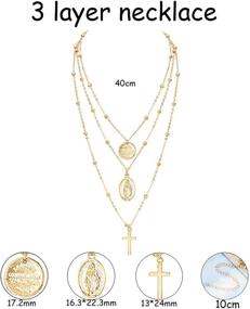 img 1 attached to 📿 ORAZIO Women's Layered Choker Necklaces - Tag Coin Cross Crucifix Virgin Mary Pendant Silver/Gold Tone Chains