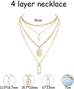 img 2 attached to 📿 ORAZIO Women's Layered Choker Necklaces - Tag Coin Cross Crucifix Virgin Mary Pendant Silver/Gold Tone Chains