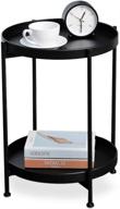 🌑 versatile round black metal end table & nightstand: perfect for bedroom & corner plant stand shelf logo