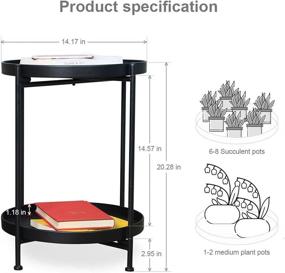 img 3 attached to 🌑 Versatile Round Black Metal End Table & Nightstand: Perfect for Bedroom & Corner Plant Stand Shelf