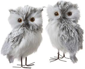img 4 attached to 🦉 Kurt Adler 5-Inch Furry Gray Owl Set of 2: Adorable Decor Accent for Your Home!