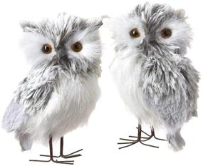 img 3 attached to 🦉 Kurt Adler 5-Inch Furry Gray Owl Set of 2: Adorable Decor Accent for Your Home!