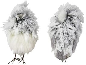 img 1 attached to 🦉 Kurt Adler 5-Inch Furry Gray Owl Set of 2: Adorable Decor Accent for Your Home!