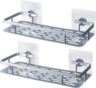 🛁 2-pack aluminum shower shelf caddy for shampoo holder kitchen rack storage organizer - adhesive, no drilling, wall mount storage basket, silver logo