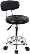 🪑 kktoner black pu leather modern rolling stool with low back and adjustable height – work salon drafting swivel task chair with footrest logo