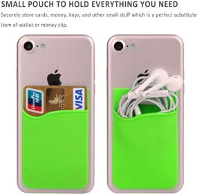 img 1 attached to Pofesun 3 Pack Adhesive Cellphone Credit Card Holder Sticker Back Wallet for iPhone X/iPhone 7, 8 Plus, Samsung Galaxy Note 8/S8/S9 Plus and More Smartphones - Blue, Green, Red