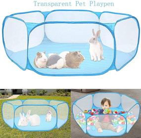 img 3 attached to Versatile, Foldable and Transparent Hamster Playpen for Indoor/Outdoor Fun: Ideal for Syrian Hamsters, Rats, Chinchillas, Rabbits, Guinea Pigs, Gerbils, Hedgehogs, and Reptiles