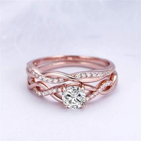 img 3 attached to 💍 Ginger Lyne Collection Queena Bridal Wedding Ring Set: Rose Gold Twist Vine Setting with 1 Carat CZ Engagement and Band Jewelry