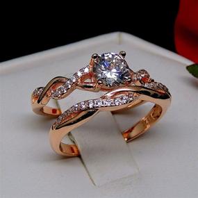 img 1 attached to 💍 Ginger Lyne Collection Queena Bridal Wedding Ring Set: Rose Gold Twist Vine Setting with 1 Carat CZ Engagement and Band Jewelry